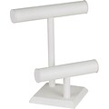 Jewelry 2 Tier T-Bar, White Leatherette 9 1/2W x 11H