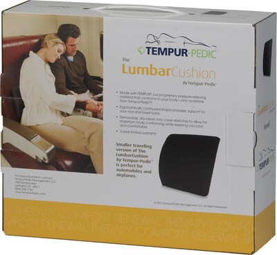 Tempur-pedic® Travel Lumbar Cushion with Fabric Cover, Black