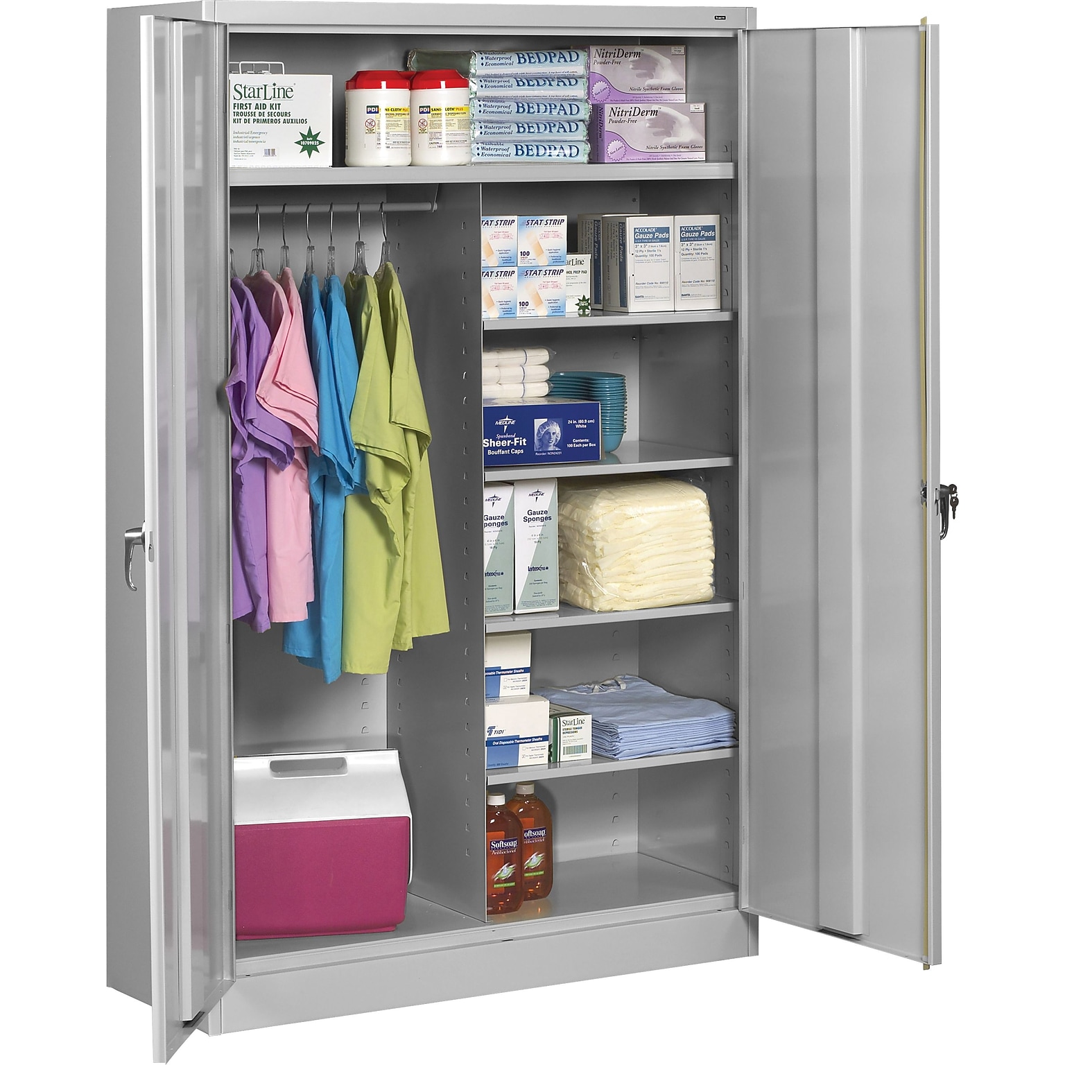 Tennsco® Jumbo Combination Steel Storage Cabinet, Light Gray, 78H x 48W x 24D (TNNJ2478SUCLGY)
