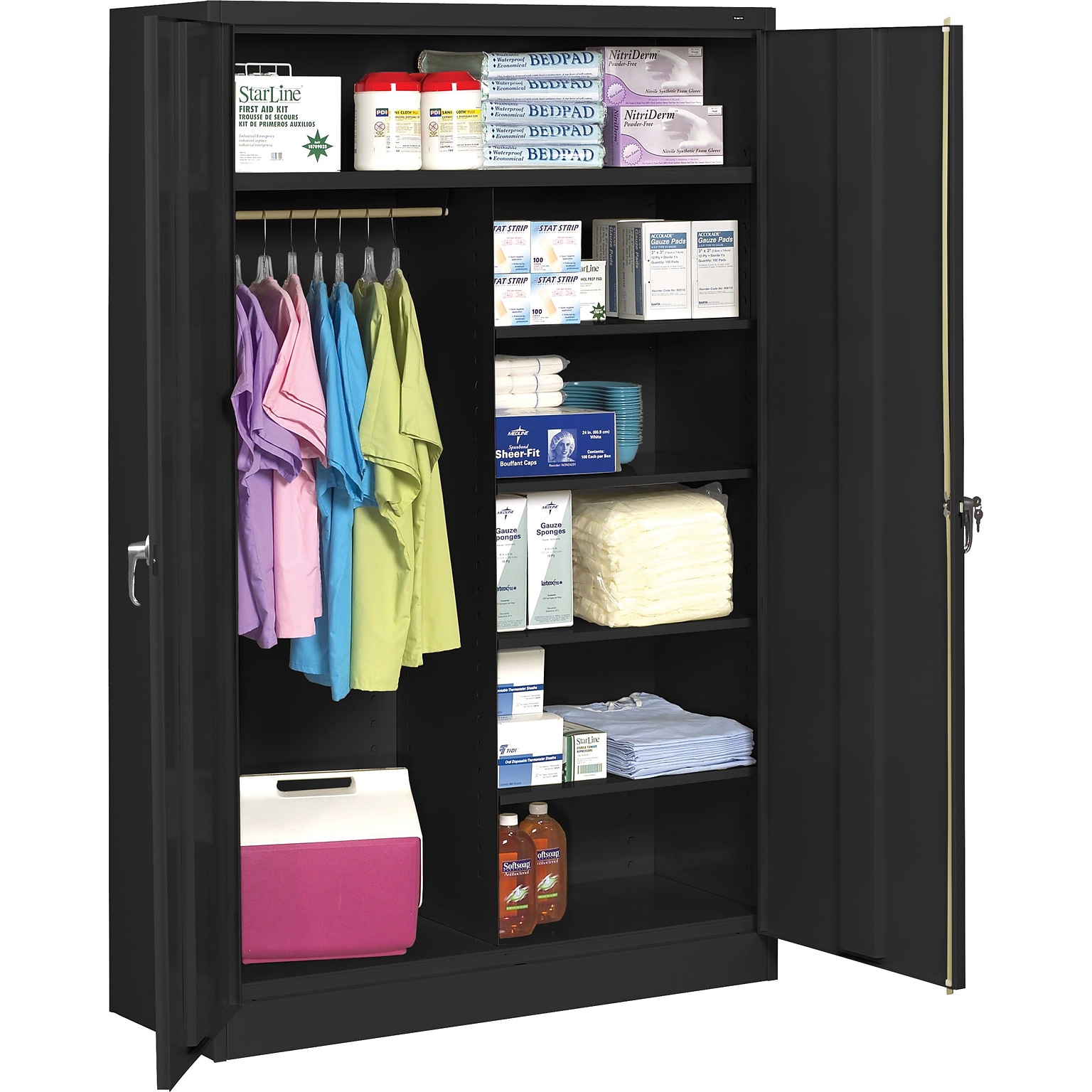 Tennsco Jumbo 78 Steel Combination Cabinet with Five Shelves, Black (J2478SUC-BK)