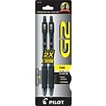 Pilot G2 Retractable Gel Pens, Fine Point, Black Ink, 2/Pack (31031)