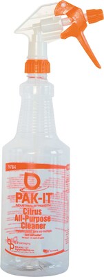 PAK-IT All-Purpose Cleaner Bottle with Spray Trigger, 32 Oz, Orange Citrus (BIG578420004001)