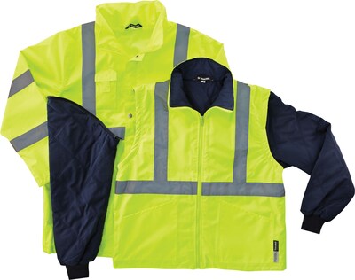 Ergodyne GloWear 8385 Class 3 Hi-Visibility 4-in-1 Jacket, Lime, 3XL