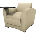 Safco Santa Cruz® Lounge Series Mobile Tablet Chair, Leather, Almond, Seat: 18 1/2W x 21D, Back: 18 1/2W x 11 3/4H