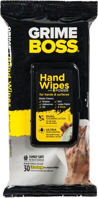 Grime Boss® Hand & Surface Sanitizing Wipes, 30 Wipes/Pack (A541S30XJ)