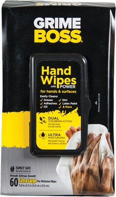 GrimeBoss® Hand Wipes, 60 Wipes/Pk (M956S8X)