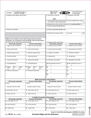TOPS W-2C Corrected Wage and Tax Statement - Copy B, Laser, 100 Sheets Per Pack (LW2CB-B100)