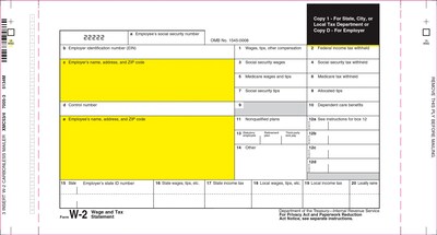 W-2 Four-Part Self-Mailer for Electronic Reporting