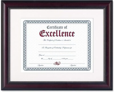 Dax Prestige Document Wood Frame, Matted with Certificate, Rosewood with Black Trim, 11 x 14