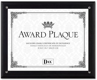 Dax Award Plaque Acrylic and Wood Frame with Certificate, Black, 8 1/2 x 11
