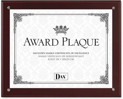 Dax Plaque In-An-Instant Kit with 3 Certificates, Excellence, All-Star, Congratulations, Mahogany, 10 1/2 x 13