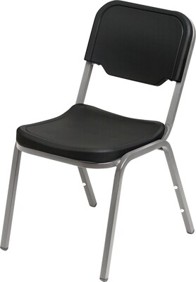 Iceberg Rough N Ready Original Stacking Chair, Blow Mold Plastic, Black, Seat: 15 1/4W x 17D, Back: 15 1/2W x 16H, 4/Ct