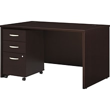 Bush Business Furniture Westfield 48W Desk with Pre-Assembled 3Dwr Mobile Pedestal, Mocha Cherry