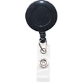 Swivel-Back Clip-On Retractable ID Reel with Badge Holder, Black, 12/PK