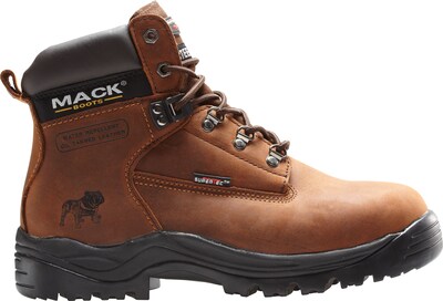 Mack Bulldog, Men's Steel Toe Leather Work Boot, Rocky Brown, MidCut, Extra Wide, Size 7.5 (Women Size 9.5)
