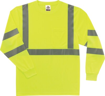 Ergodyne GloWear® 8391 High Visibility Long Sleeve T-Shirt, ANSI Class R3, Lime, Large (21704)