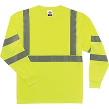 Ergodyne GloWear® 8391 High Visibility Long Sleeve T-Shirt, ANSI Class R3, Lime, X-Large (21705)