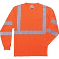 Ergodyne GloWear 8391 Class 3 Hi-Visibility Long Sleeve T-Shirt, Orange, XL