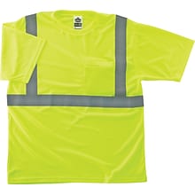 Ergodyne GloWear 8289 Economy T-Shirt, ANSI Class R2, Large, Lime