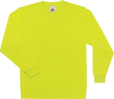 Ergodyne GloWear 8091 High Visibility Long Sleeve T-Shirt, Lime, Large (21584)