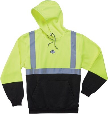 Ergodyne GloWear® 8293 High Visibility Long Sleeve Sweatshirt, ANSI Class R2, Hi-Vis Lime/Black, 3XL (21687)