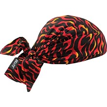 Chill-Its 6710 Evaporative Cooling Triangle Hat With Cooling Towel, Flames, 6/Pack