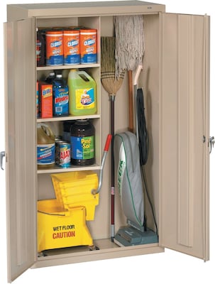 Tennsco® Janitorial Supply Cabinet, Putty, 64Hx36Wx18D