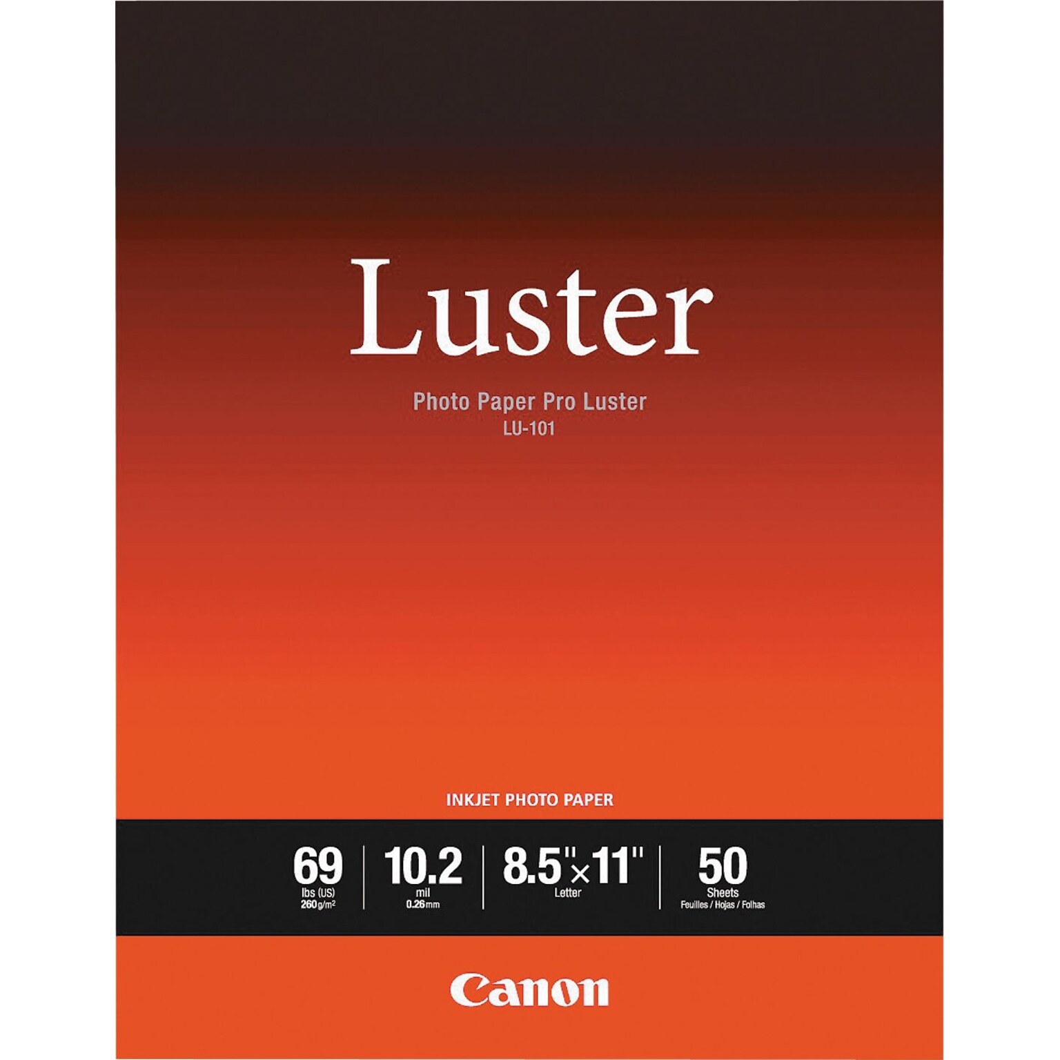 Canon LU-101 Luster Photo Paper, 8.5 x 11, 50 Sheets/Pack (CNM6211B004)