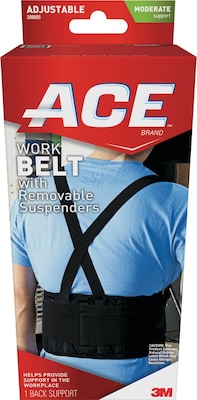 ACE™ Work Belt with Removable Suspenders, Mesh, One Size, Black, Each (208605)