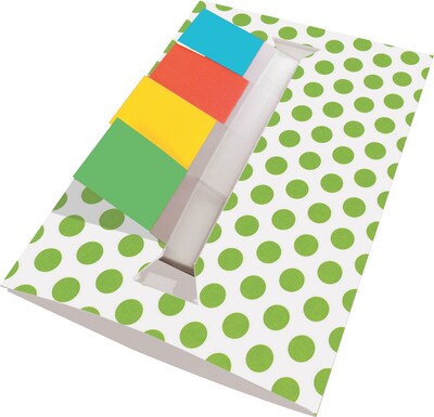 Green Dot Designer Pop-Up Page Flag Dispenser, 4 Pads of 35 Flags Each