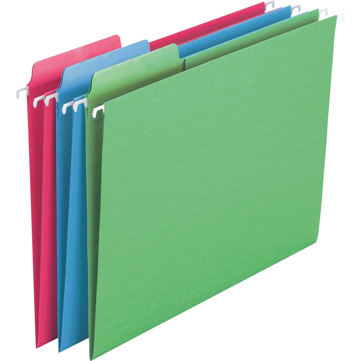 Smead FasTab 10% Recycled Hanging File Folder, 3-Tab, Letter Size, Assorted Colors, 18/Box (64031)