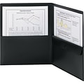 Smead® Letter Poly Two-Pocket Folder With Security Pocket, Black, 5/Box