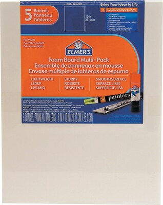 Elmers Pre-Cut White Foam Board Sheets, 8 x 10, 5/Pack