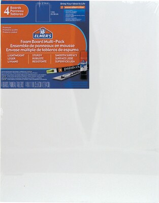 Elmers Pre-Cut Foam Boards, 11 x 14, White, 4/Pack (950021)