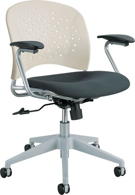 Rêve Series Task Chair, Round Plastic Back, Polyester Seat, Black Seat/Latte