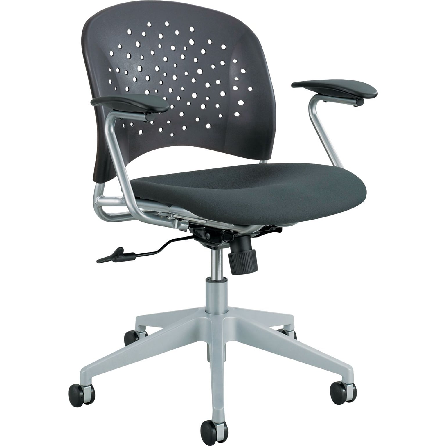 Rêve Series Task Chair, Round Plastic Back, Polyester Seat, Black Seat/Back