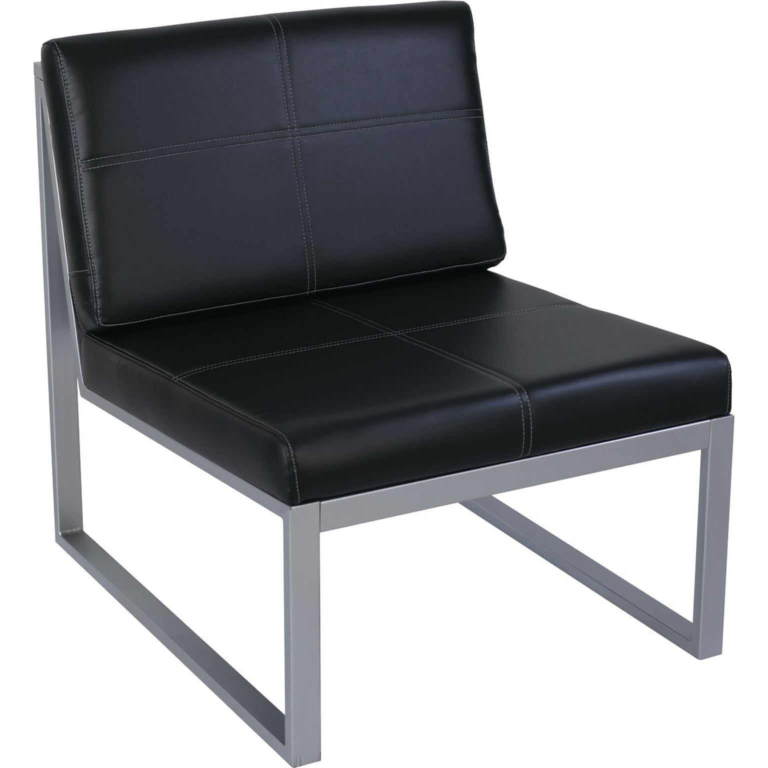 Alera® Reception Lounge Series Chair, Armless, Leather Cube Chair, Black