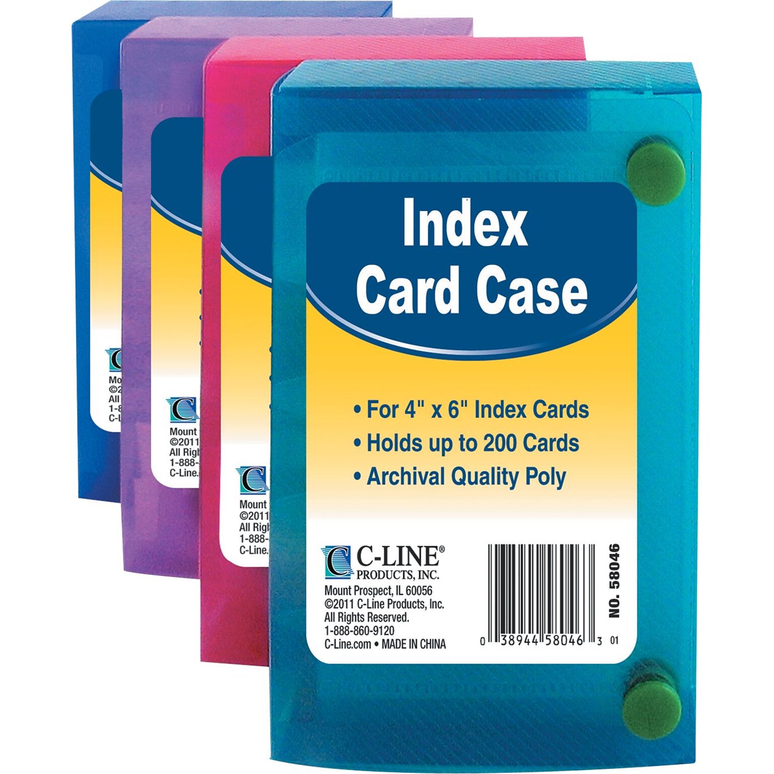 C-Line Index Card Case, 4 x 6, Assorted Colors (CLI58046)