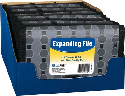 C-Line Circle Pattern Expanding File, Coupon, 13-Pocket, Alphabetical Index, Black/Gray (CLI56412)