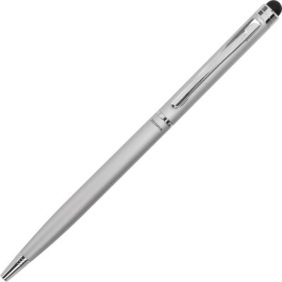 10 Skinny Ballpoint Metal Pens Pack - Sleek, Twist Off, Black Ink - Black