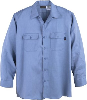 Workrite® Flame Resistant 7 oz. UltraSoft Long Sleeve Work Shirt, Medium Blue, Small, Long