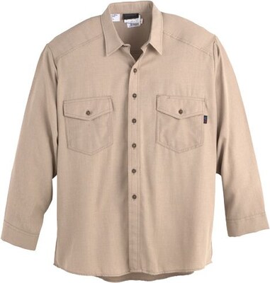 Workrite Flame Resistant 4.5 oz Nomex® IIIA Long Sleeve Utility Shirt, Khaki, 54 Chest, Regular