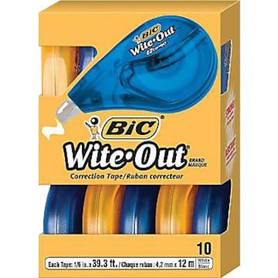 BIC Wite-Out EZ Correct Correction Tape, White, 10/Pack (50790-CS)