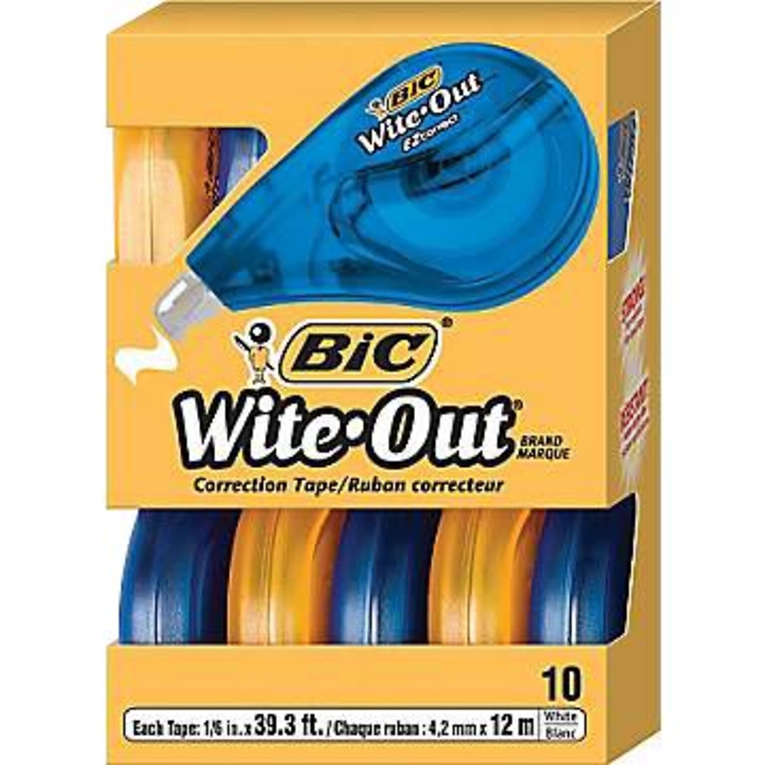 BIC Wite-Out EZ Correct Correction Tape, White, 10/Pack, 9 Packs/Carton (50790-CS)