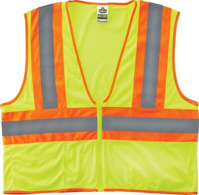 Ergodyne GloWear® 8229Z High Visibility Sleeveless Safety Vest, ANSI Class R2, Lime, S/M (21293)