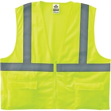 Ergodyne GloWear 8225Z High Visibility Sleeveless Safety Vest, ANSI Class R2, Lime, 4XL/5XL (21169)