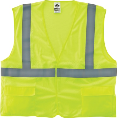 Ergodyne GloWear 8220HL High Visibility Sleeveless Safety Vest, ANSI Class R2, Lime Yellow, 2XL/3XL (21147)