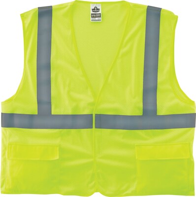 Ergodyne GloWear 8220HL High Visibility Sleeveless Safety Vest, ANSI Class R2, Lime Yellow, 2XL/3XL