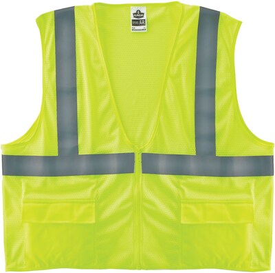 Ergodyne GloWear 8220Z High Visibility Sleeveless Safety Vest, ANSI Class R2, Lime, 2XL/3XL (21127)