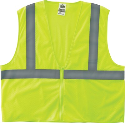 Ergodyne GloWear 8205Z Class 2 Hi-Visibility Super Economy Vest, Lime, Large/XL